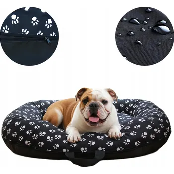 Pelíšek pro psa PELÍŠEK pro psa ponton s tlapkami ROZEPÍNACÍ pohovka potah černé L 100x70 R3