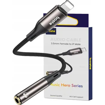Audio kabel BOSTE ADAPTÉR PŘEVODNÍK AUDIO LIGHTNING NA AUX MINI JACK 3.5MM PRO IPHONE