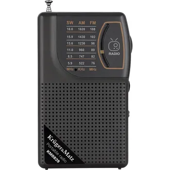 Radiopřijímač Kruger&Matz KM0829 Přenosné rádio AM/FM/SW, 3,7 V; 500 mAh, černé