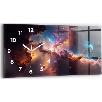 Hodiny Horizontální Skleněné Nástěnné Hodiny S Potiskem Kosmický svět hvězd 60x30 cm