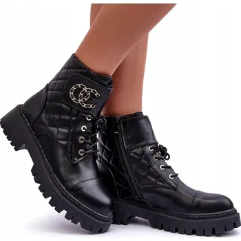 Dámská zimní obuv WORKERY DÁMSKÉ KOTNÍKOVÉ BOTY S OZDOBOU ČERNÉ 40