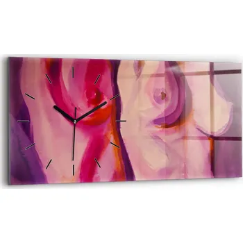 Hodiny Horizontální skleněné nástěnné hodiny do kanceláře s motivem Malířství Žena 60x30 cm
