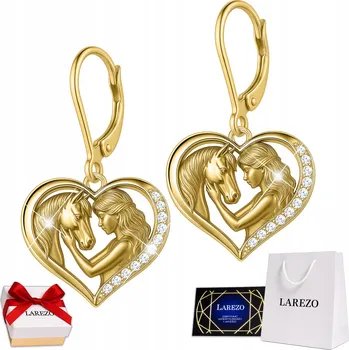 Náušnice Zlaté Náušnice Dívčí s Koněm Visací Dámské Koně Koníci STŘÍBRO 925