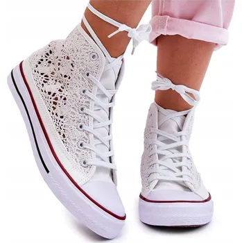 Dámské tenisky Dámské krajkové tenisky vysoké bílé 37