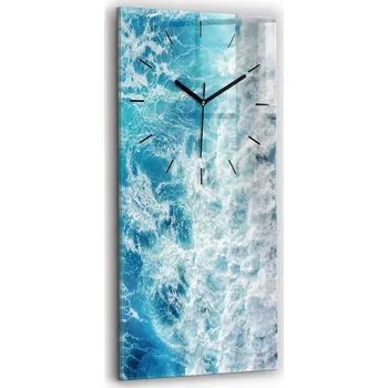 Hodiny Velké Skleněné Hodiny s Obrazem Tichý Mechanismus Loft Nástěnné Vlny oceánu 30x60