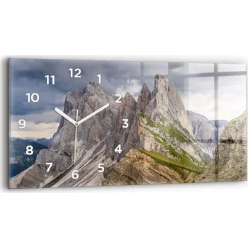Hodiny Moderní skleněné nástěnné hodiny s potiskem horizontální 60x30 cm Skalnaté hory