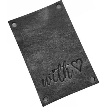 Pro Háčkování Kožený štítek přes okraj 60x40 mm with ♥, šedý ombre