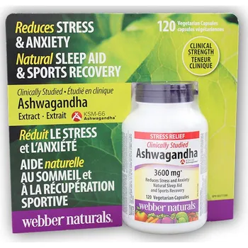 Přírodní produkt Webber Naturals Ashwagandha 3600 mg 120 cps.