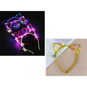 Čelenka KOCIE USZY svítící 16x15 cm MIX KOLOR 1 ks