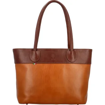 Luxusní dámská kožená kabelka na rameno Erok, koňakovo-hnědá