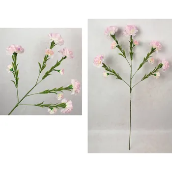 umělá květina Květina GOŹDZIK výška 84 cm, 5 ramen (10 květů 8-5 cm) světle RŮŽOVÁ