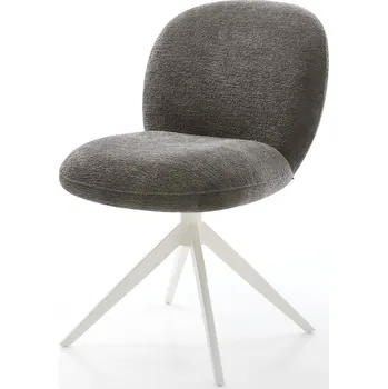 Jídelní židle DELIFE Jídelní židle Nube-Flex bouclé měkký tmavě béžová křížová podnož široká bílá 360° otočný houpací funkce taštičkové pružiny