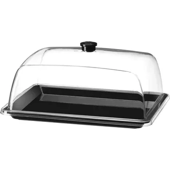 Obdélný podnos s poklopem, HENDI, GN 1/2, Průhledná, 335x275x(H)165mm