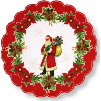 Vánoční dekorace Vánoční ubrousek KRUHOVÝ 40 cm bílo-červený SANTA CLAUS