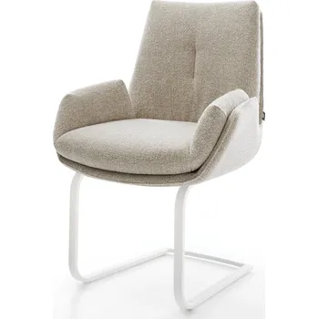 Jídelní židle DELIFE Jídelní židle Clea-Flex látka Měkký béžová jídelní židle plochá bílá