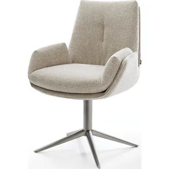 Jídelní židle DELIFE Jídelní židle Clea-Flex látka Měkký béžová křížová podnož grafit 360° otočný houpací funkce