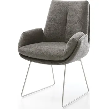 Jídelní židle DELIFE Jídelní židle Clea-Flex bouclé měkký tmavě béžová tenká podnož nerezová ocel