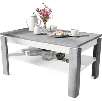 Konferenční stolek Rozkládací konferenční stůl se zvedací deskou a policí Aden MZ0031 šedý beton/bílý