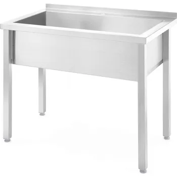 Stůl s žlábkem na jedno mytí, svařovaný, HENDI, Kitchen Line, 1000x600x(H)850mm