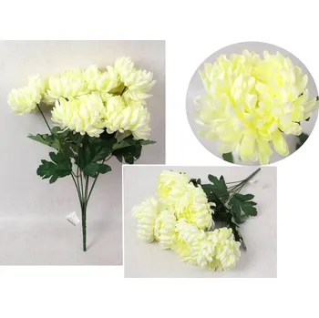 umělá květina Kytice CHRYZANTEMA výška 55 cm, 7 stonků (7 květů 14x5 cm) BÍLÁ