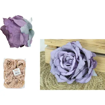 umělá květina Květinová hlava RŮŽE 11x7,5 cm FIALOVÁ