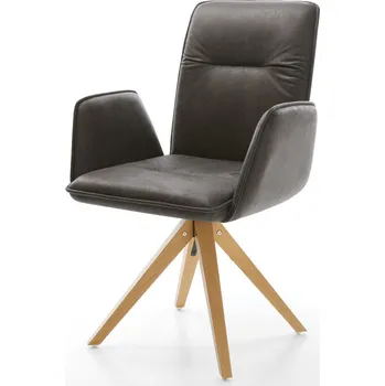 Jídelní židle DELIFE Jídelní židle Vinja-Flex mikrovlákno antracit vintage dřevěná podnož hranatá přírodní