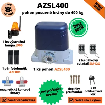 Pohon brány AZSL400 - pohon posuvné brány do 400 Kg, možnost solárního napájení