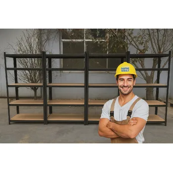 Dílenský regál AKCE - Balíček : 4x Regál 180x90x40 cm lakovaný 5-policový, nosnost 875 kg - ČERNÝ