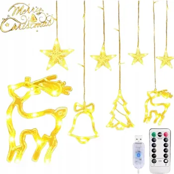 Vánoční dekorace Světelný závěs na Vánoce, světelný řetěz, 138 diod, 8 režimů