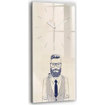 Hodiny Skleněné nástěnné hodiny Tiché ručičky Kuchyně Muž s vousy 30x60