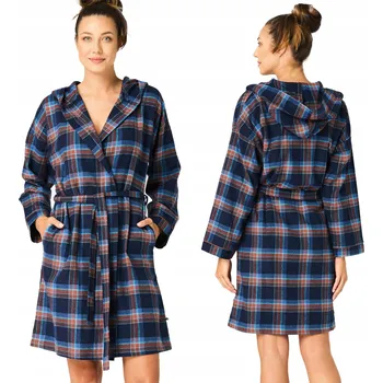 Dámský župan Hřejivý dámský župan Key LGD 431 bavlna flanel tmavě modrá