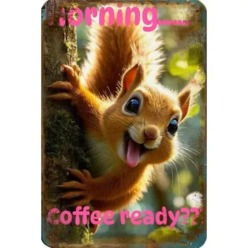 Plechová cedule BAF 2D plechová cedule Dobré ráno s veverkou 20 x 30 cm