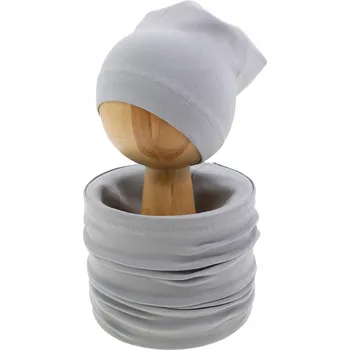 Čepice Dětská souprava čepice + nákrčník šedá Nicol, vel. 104/110