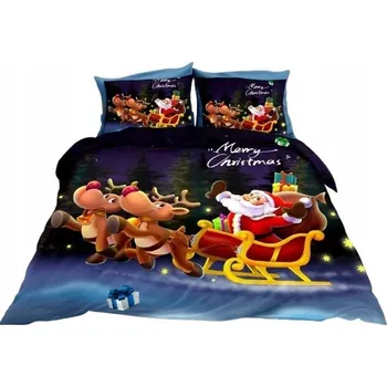 Povlečení Povlečení Mikuláš na saních/fialové - 160 x 200 cm - 3 díly