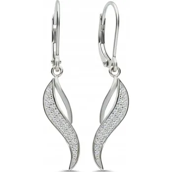 Náušnice ANGLICKÉ STŘÍBRNÉ NÁUŠNICE SE ZIRKONY, ZÁVĚSNÉ, STŘÍBRO O RYZOSTI 925 POKOVÁNO RHODIEM