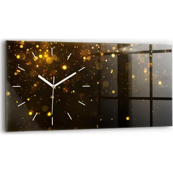 Hodiny Moderní skleněné foto hodiny na zeď tichý mechanismus 60x30 cm Zlatý prach