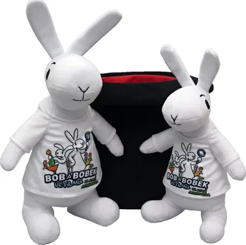 Hračka pro nejmenší Moravská ústředna Králíci Bob a Bobek ve filmových tričkách a klobouku, 3 dílná sada,