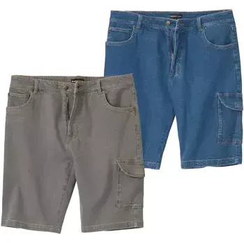 Pánské kraťasy Atlas For Men Sada 2 kapsáčových bermud z lehkého denimu, Modrá, Velikost 54 N3104