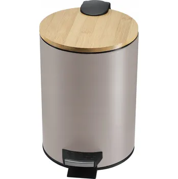 Odpadkový koš ODPADKOVÝ KOŠ MALÝ KOUPELNOVÝ 3L BAMBUSOVÝ S PEDÁLEM BÉŽOVÝ MATNÝ