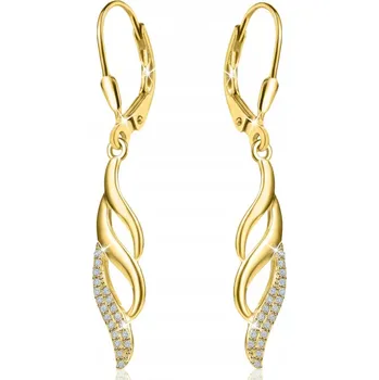 Náušnice Náušnice s kubickými zirkony, Mennica Bydgoska Křídla, zlato, 42 mm