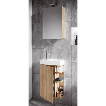 Koupelnový nábytek Vcm 3dílná umyvadlová skřínka pro hosty Lumia se zrcadlem, dub Sonoma