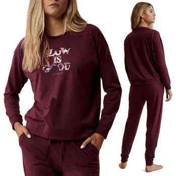 Dámské noční prádlo Dámské pyžamo teplákové soupravy 100% Bavlna Domácí Teplákovka Komplet ATLANTIC NLP-499 XXL