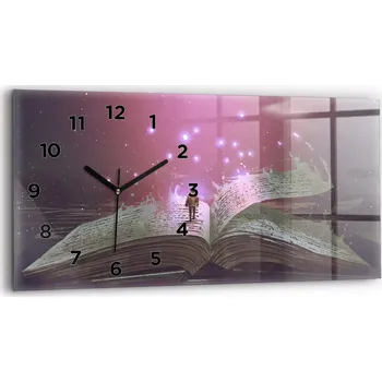 Hodiny Horizontální Skleněné Hodiny Minimalistické Nástěnné Abstrakce kniha 60x30 cm