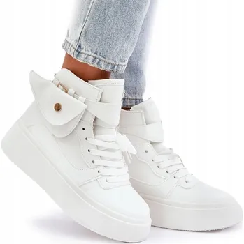 Dámské tenisky VYSOKÉ TENISKY Z EKO KŮŽE NA PLATFORMĚ S LEDVINKOU DÁMSKÉ BÍLÉ 37