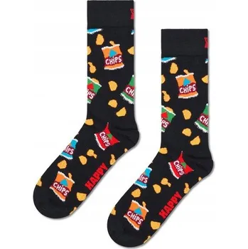 Pánské ponožky Unisexové Ponožky Happy Socks - černé / sáček brambůrků, velikost 36-40