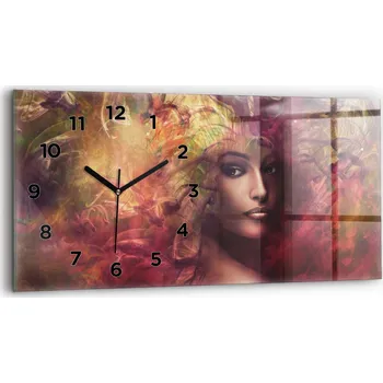 Hodiny Foto Hodiny Skleněné Nástěnné Do Moderních Interiérů Portrét ženy 60x30 cm