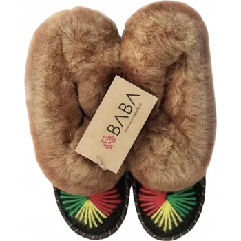 Dámské pantofle Bambosze Pantofle Horalské vlněné pantofle Teplé kožené RASTA FOX 38