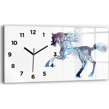 Hodiny Horizontální Skleněné Nástěnné Hodiny s Motivem Přírody a Zvířat Altruismus 60x30 cm