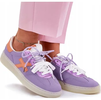 Dámská obuv SPORTOVNÍ BOTY NÍZKÉ KLASICKÉ MÓDNÍ POHODLNÉ EKO SEMIŠOVÉ FIALOVÉ 40