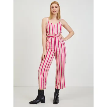 Dámský overall Béžovo-růžový dámský lněný overal ORSAY Los Angeles - Dámské Orsay krémová | červená 2067115